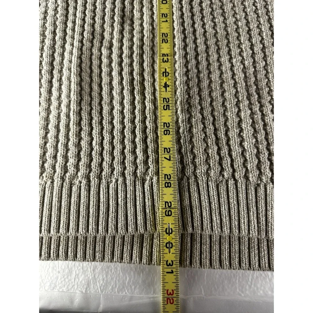 VTG 1990s Eddie Bauer Ribbed Henley Sweater‎ Mens 2XL Beige Made In Hong Kong